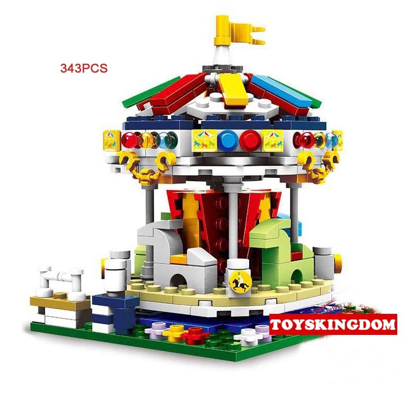 Забавный город funland мини карусель строительный блок игровая площадка Merry go round