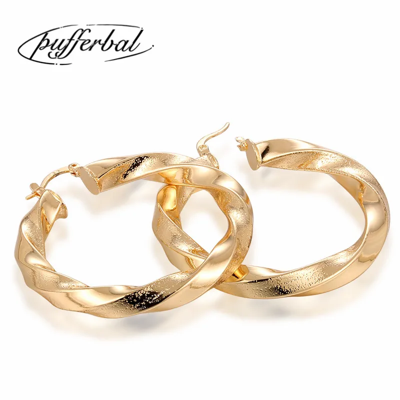 New Creative Jewelry High-Grade Elegant Earrings Gold Color Square Tube Round Wedding Party Earring For Women 50mm ZK40 | Украшения и
