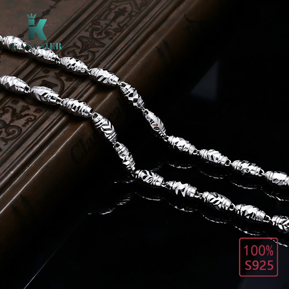 Fashion S925 Sterling Silver Hip hop rock Bamboo Men Necklace 3/4/5/6MM Width Punk Men's Jewelry KASANIER | Украшения и