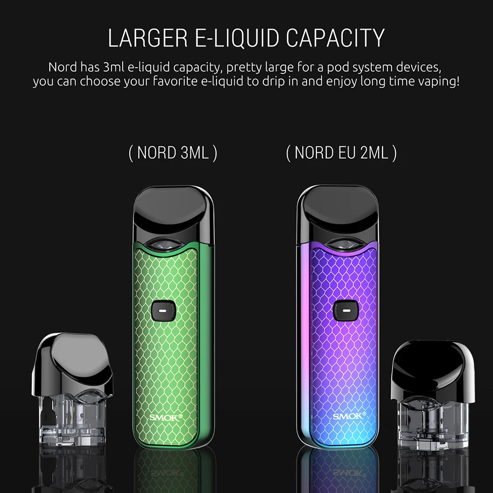 Smok Nord Pod Kit 1100 мАч емкость 3 мл электронная сигарета картридж Vape kit nord pod e smoke