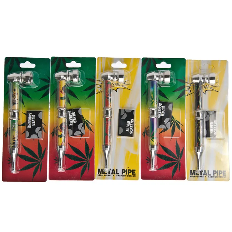 6 шт./лот металлическая труба две секции длинная табачная трубка смешанные цвета