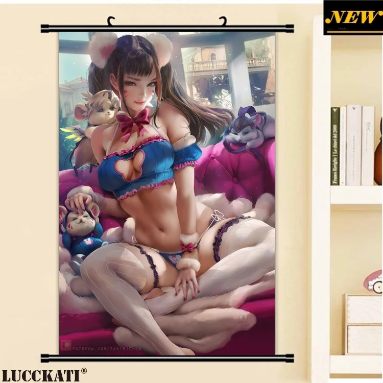 40X60 см D. Va Mercy Widowmaker Tracer соски без бюстгальтера голый лоли cameltoe мультфильм аниме Настенная картина прокрутка холст живопись плакат - Цвет: E