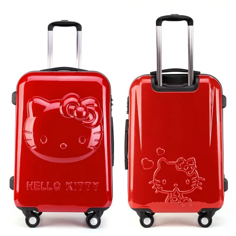 Для девочек Рисунок Hello Kitty тележка чемодан 3D мультфильм тележки Чемодан сумка