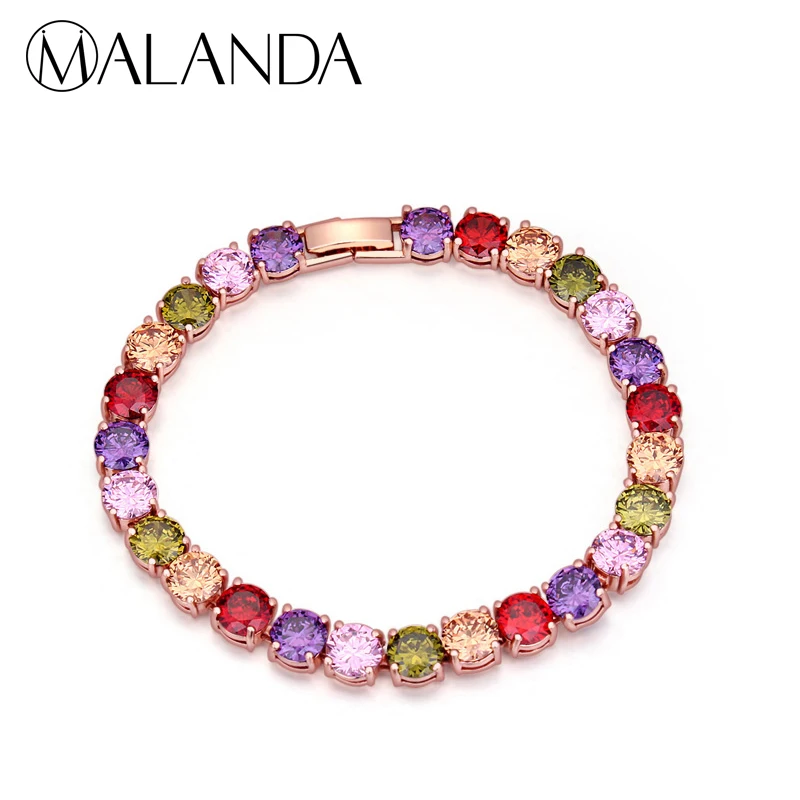 MALANDA модные красочные круглый Форма Циркон Кристалл от Swarovski браслеты для женщин
