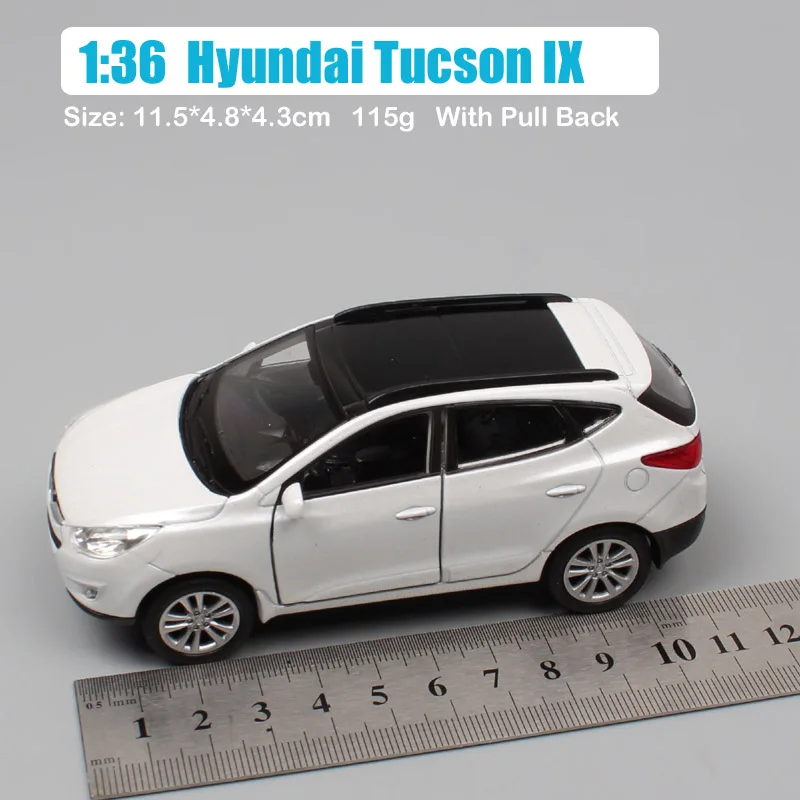 1/36 Масштаб Мини hyundai Tucson IX кроссовер внедорожник автомобили и литье под давлением оттягивание Welly Миниатюрные модели автомобилей игрушки для мальчиков игра