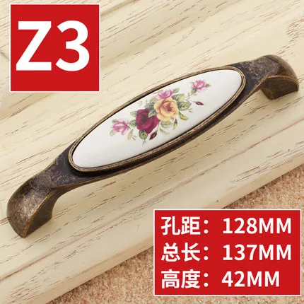 2 шт. винтажные бронзовые керамические дверные ручки деревянные выдвижные для