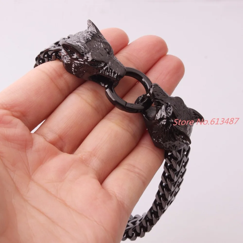 Мужской браслет с волком цепочка из нержавеющей стали золотого Серебряного и