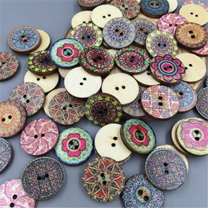 4000pcs Mixed Vintage Colorful Flowers Wood Buttons Scrapbooking Sewing Craft 20mm | Дом и сад