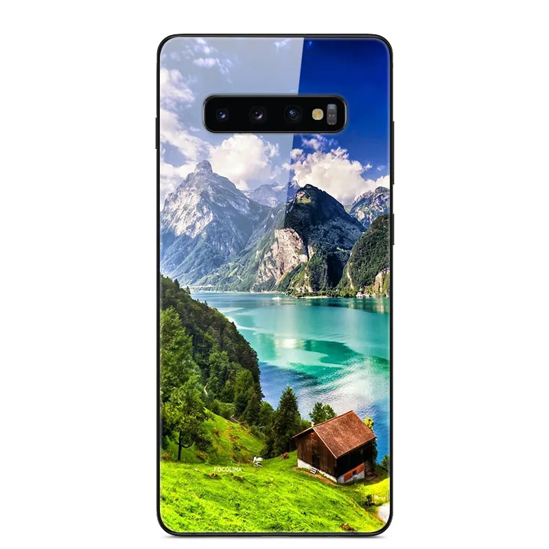 12 Чехол для samsung Galaxy S10 S10Plus, чехол из закаленного стекла для телефона, черный Чехол-бампер из ТПУ для samsung S10 Plus S10E S10+ s 10 - Цвет: 12
