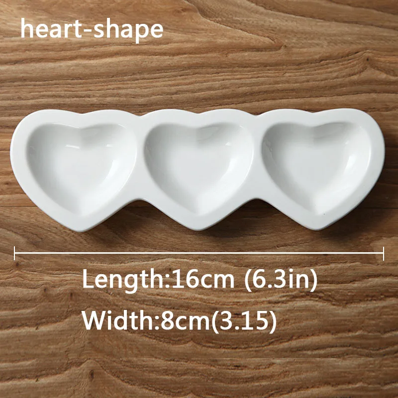 1pc-Heart-shape 2 стильные керамические тарелки для приправ, кухонная посуда, многофункциональная форма s-образного сердца, соусница, столовая посуда, тарелки - Цвет: 1pc-Heart-shape