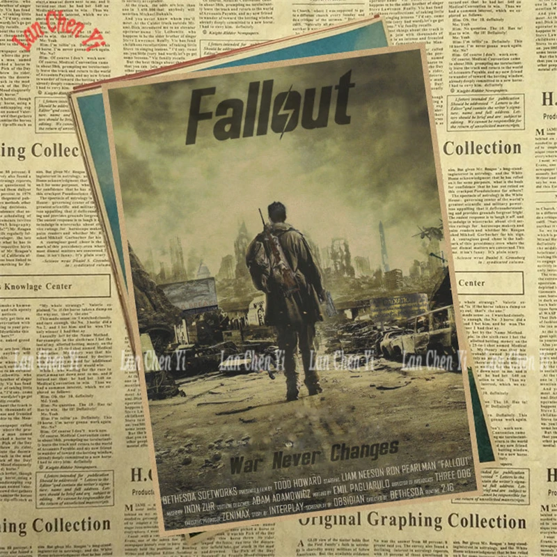 Светло-зеленый Fallout серии классический фильм крафт-бумага плакат для кафе Креативные обои интерьера - Цвет: Светло-зеленый