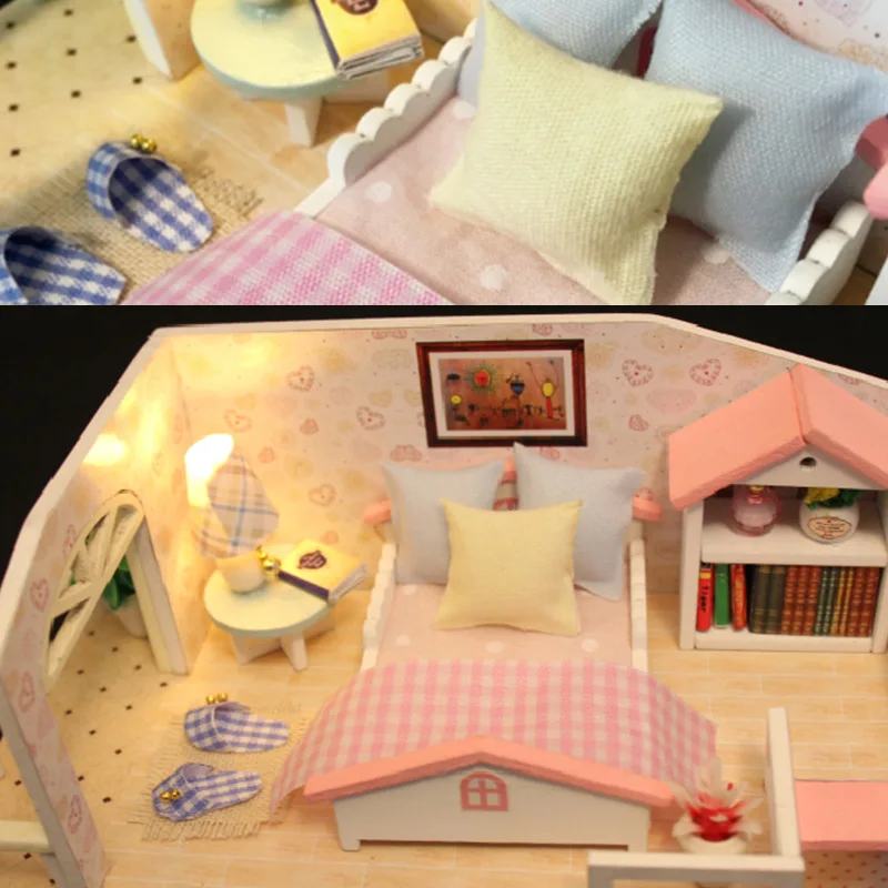 Hoomeda M033 розовый Лофт DIY Дом с мебелью музыкальная Обложка миниатюрная высокое