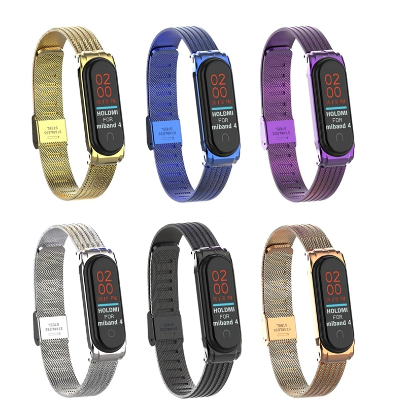 Браслет mi Band 4, металлический браслет из нержавеющей стали для Xiaomi mi, браслет mi Band 4, браслет Pulseira mi band 4, красный, черный