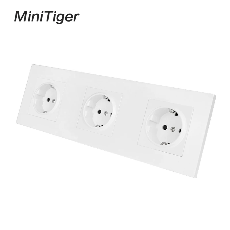 Штепсельная розетка Minitiger Белая настенная панель из поликарбоната заземленная 16