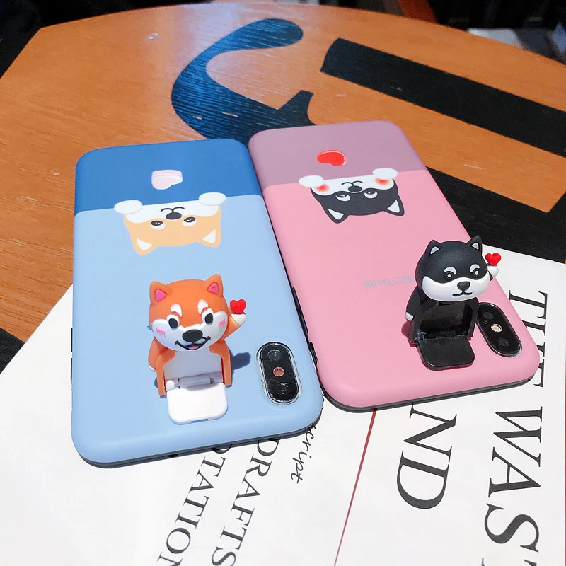 Чехол для телефона с мультяшным изображением Шиба ину для iphone XSMax X XR XS, новинка, 3D кукла, игрушка, держатель, матовый IMD чехол для iphone 6, 6 S, 7, 8 Plus, задняя крышка