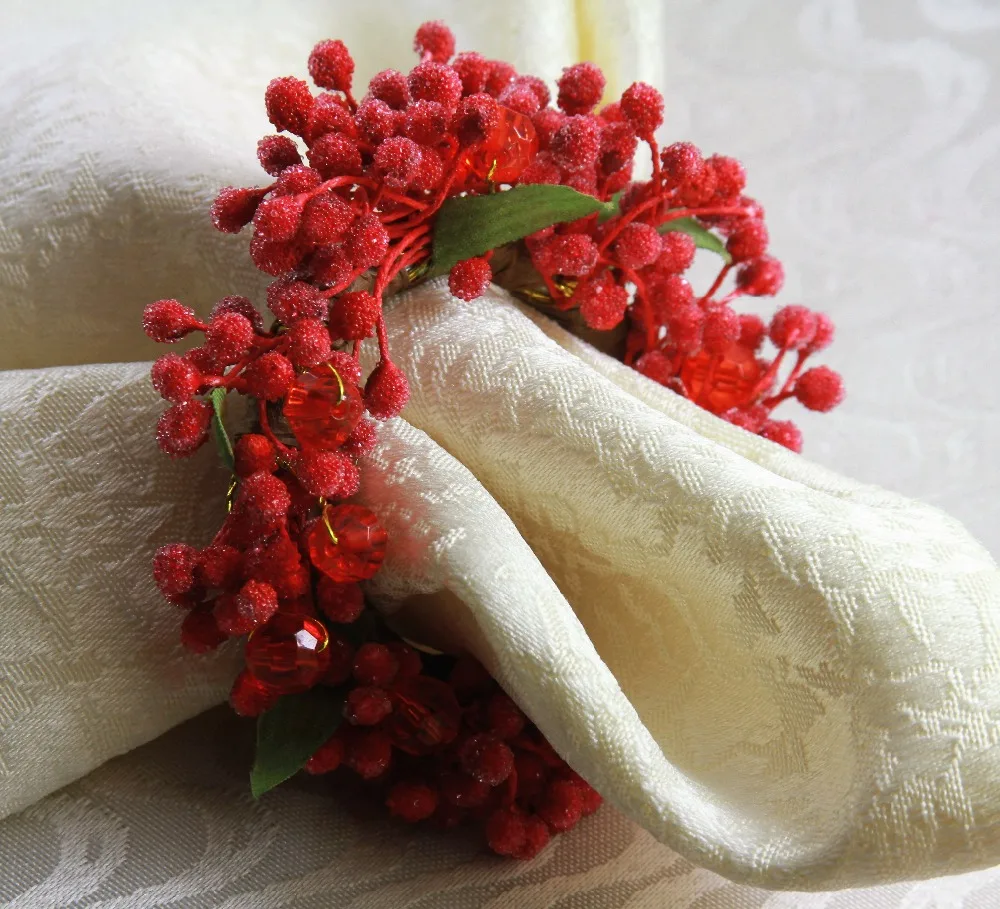 Купить Рождественские кольца для салфеток, бесплатная доставка, искусственный жемчуг, свадебное украшение, держатель для салфеток