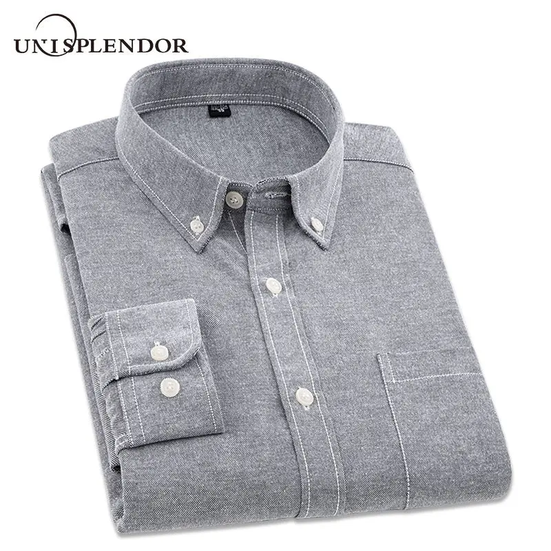 Cotton Oxford Men Shirt Spring Long Sleeve Solid Man's Clothing Autumn Party Business Men Shirts Casual Male Tops YN10353