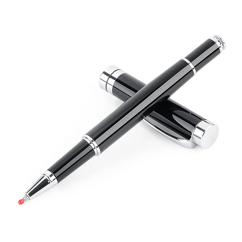 Black Silver Роскошная брендовая черная золотая металлическая шариковая офисная деловая ручка среднего размера шаровые ручки для письма студенческие Канцтовары-подарки - Color: Black Silver