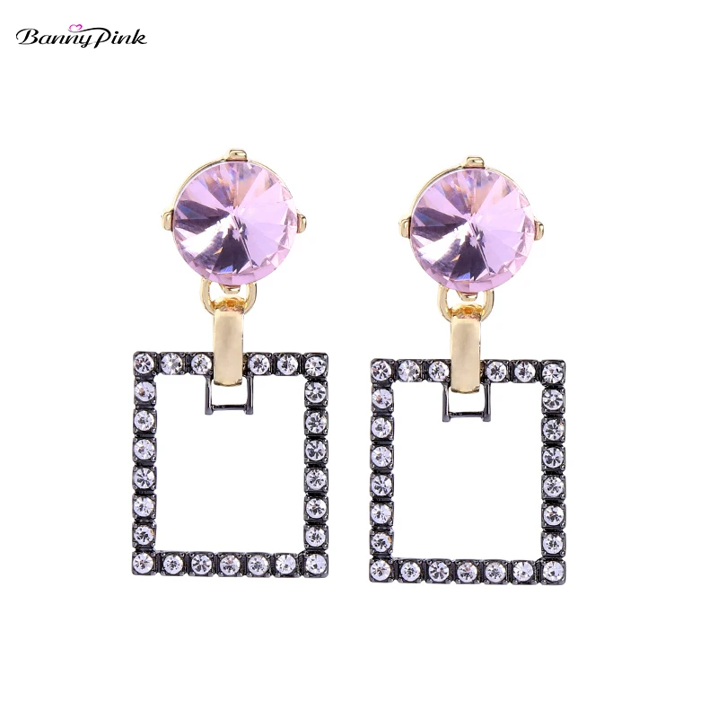 

Banny Pink Party Rhinestone Statement Stud Earrings For Women Chic Metal Geometric Round Square Post Earrings Pendant Earrings