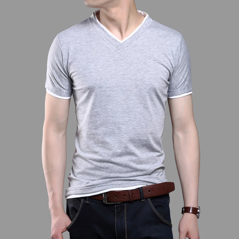 Горячая Распродажа 2017 новая модная летняя мужская одежда Однотонная футболка с