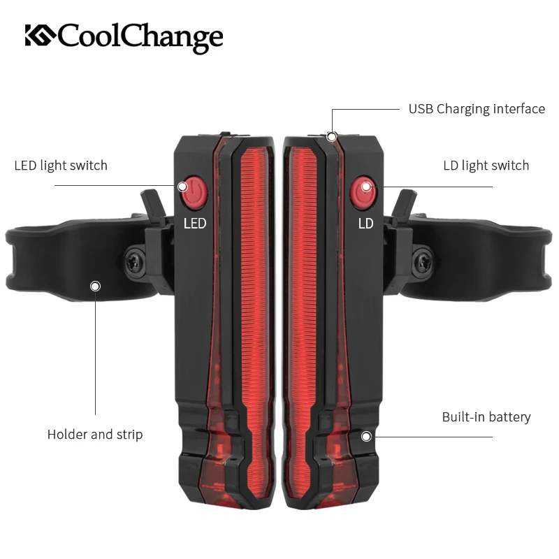 CoolChange велосипед свет Водонепроницаемый СВЕТОДИОДНЫЙ Фонарь велосипедный