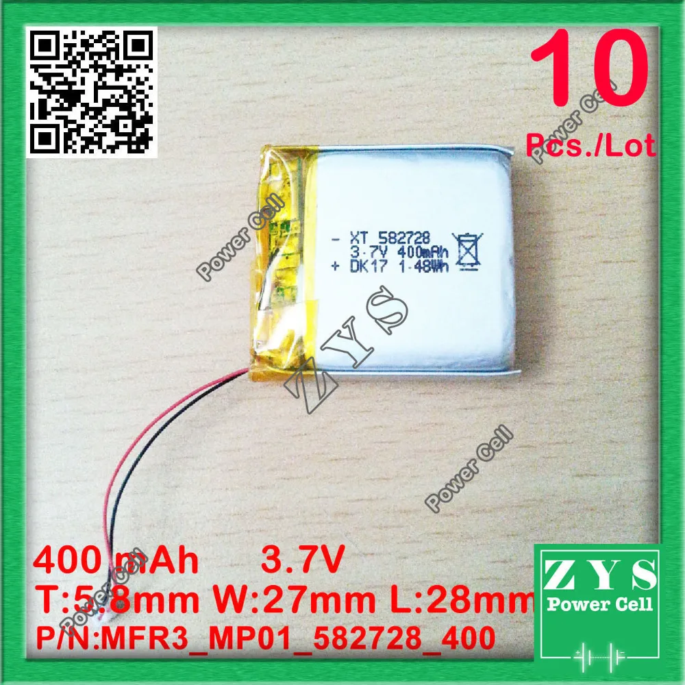

10 pcs/Lot li-ion battery 3.7v 400mAh rechargeable 3.7 v 400 mah size: 5.8x27x28mm