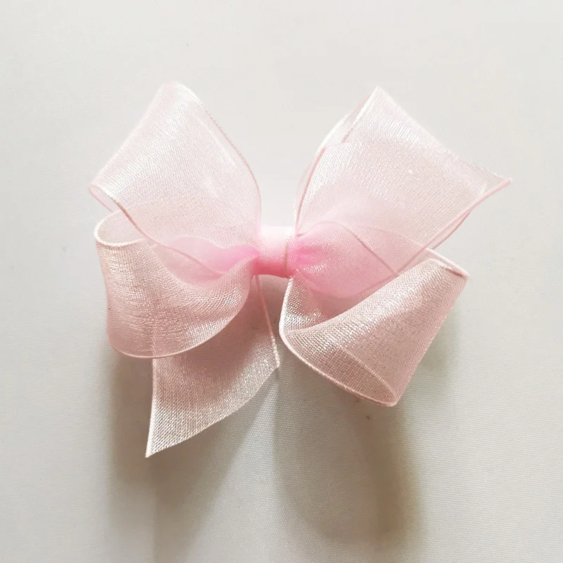 pink 4 шт. 3 дюйма органза волос Лук Аллигатор заколки для волос аксессуары для маленьких девочек маленькая заколка для волос с бантом клипсы для детей - Цвет: pink