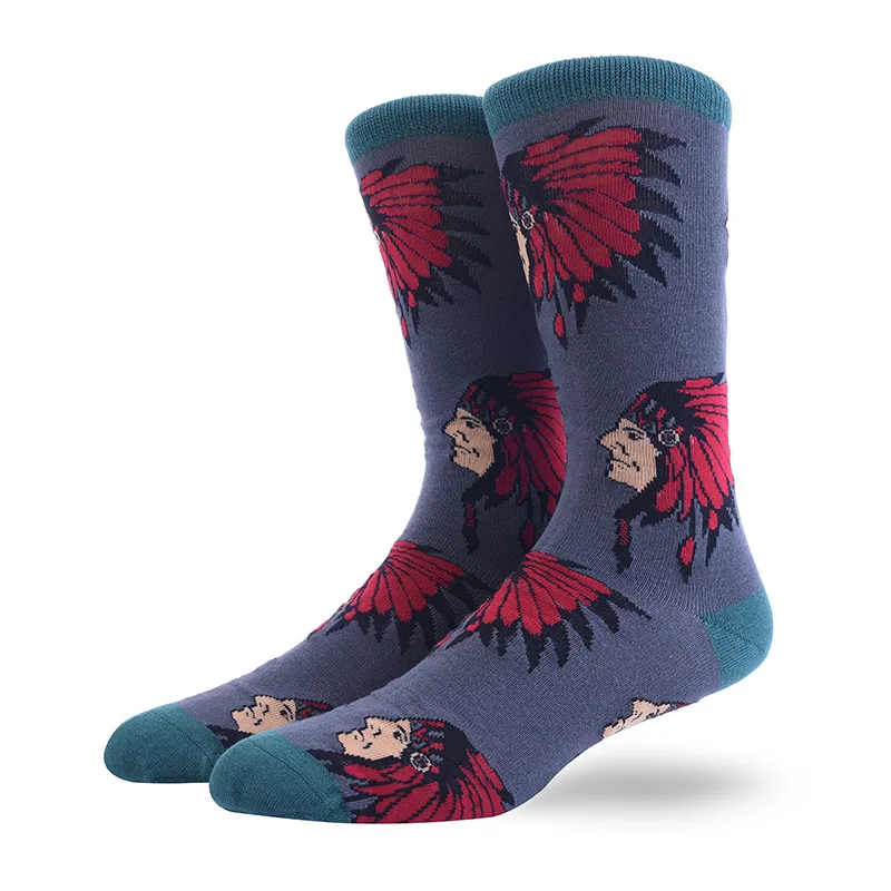 Мужские счастливые носки качество суши животное картина маслом Голлум голова чесаные хлопковые носки