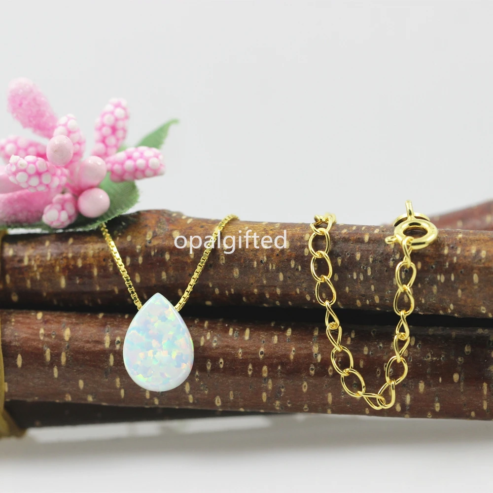 Ожерелье из серебра и золота с каплей опалом 1 шт./лот|opal necklace|sterling silver925 sterling silver |