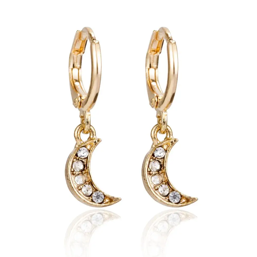 Boho золото цвет микс дизайн ювелирные кольца минималистичный круг крест Лунная ракушка кулон серьги для женщин сплав тренд хип хоп рок - Окраска металла: gold moon 11