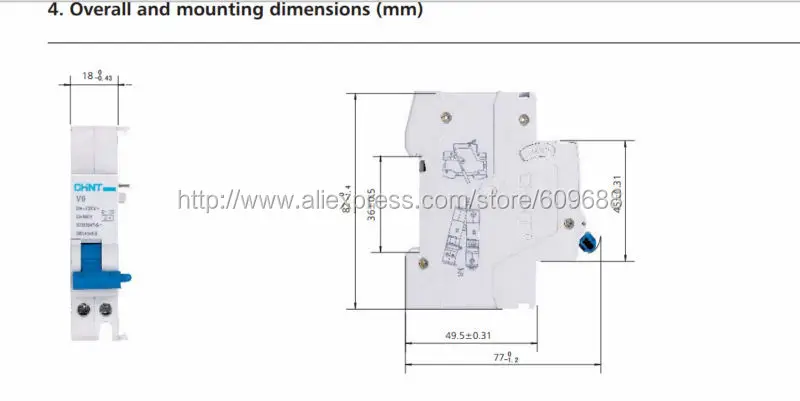 CHINT V9 защита от напряжения для NB1, NBH8, NB1L, NB3LE, NBH8LE AC 230 аксессуары для MCB RCBO