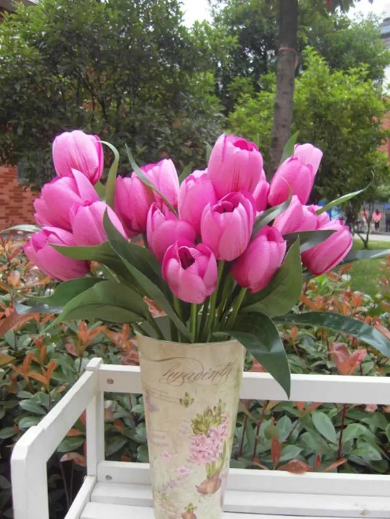 Бесплатная доставка свадебное украшение 9 головок Искусственный тюльпан