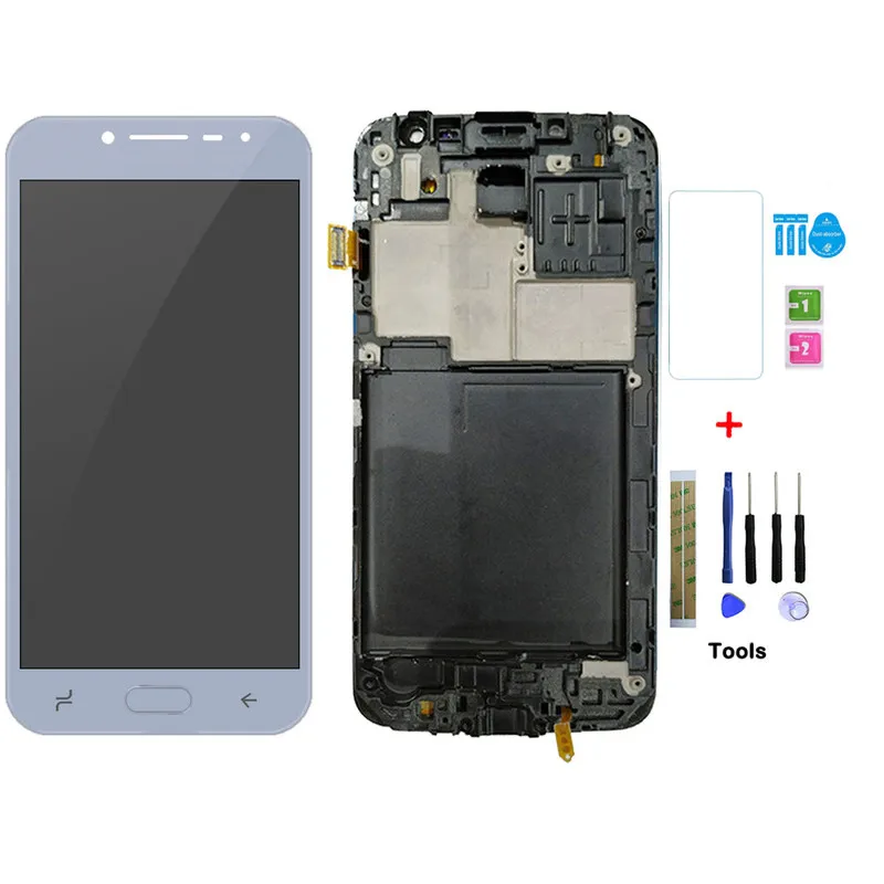 5,0 дюймов TFT lcd для samsung Galaxy J2 Pro J250 J250F SM-J250F/DS кодирующий преобразователь сенсорного экрана в сборе рамка кнопка Home - Цвет: blue with frame