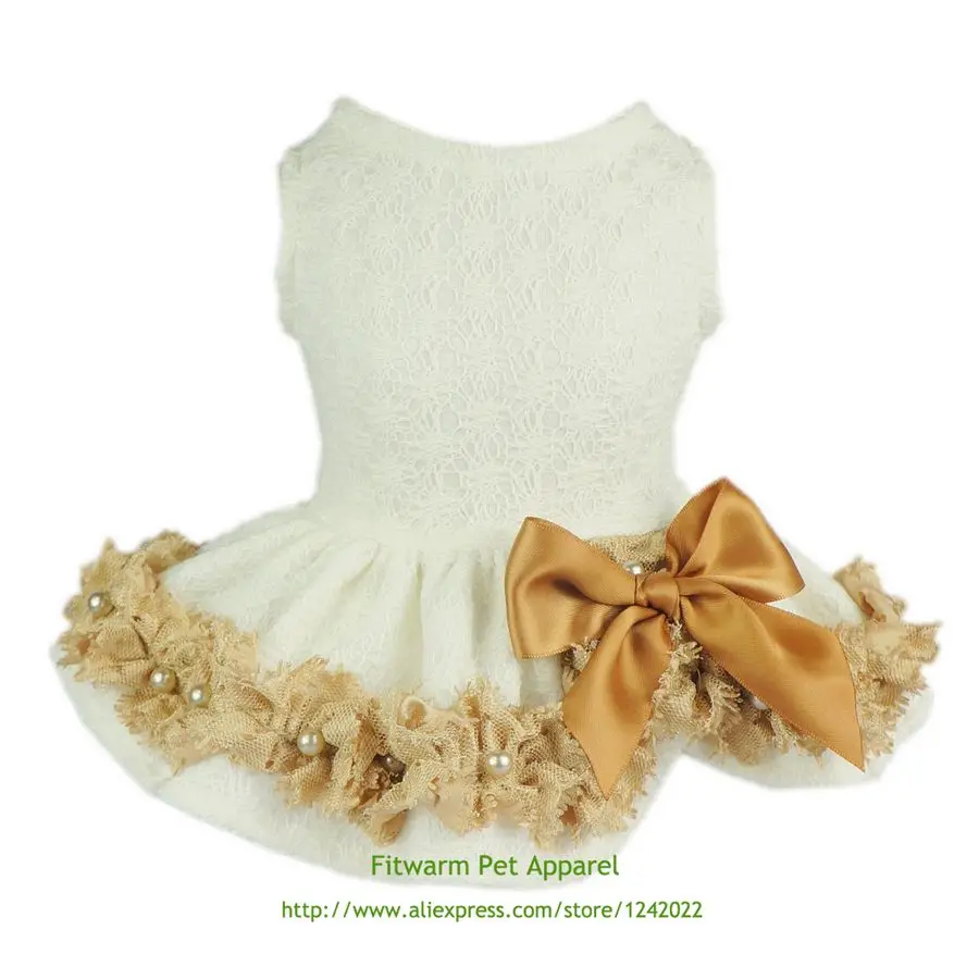 Элегантная кружевная одежда для домашних животных Fitwarm собак свадебные рубашки