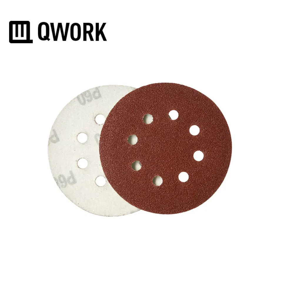 QWORK 1 шт. диск из наждачной бумаги с круглым крючком и петлей диаметром 5 дюймов (125