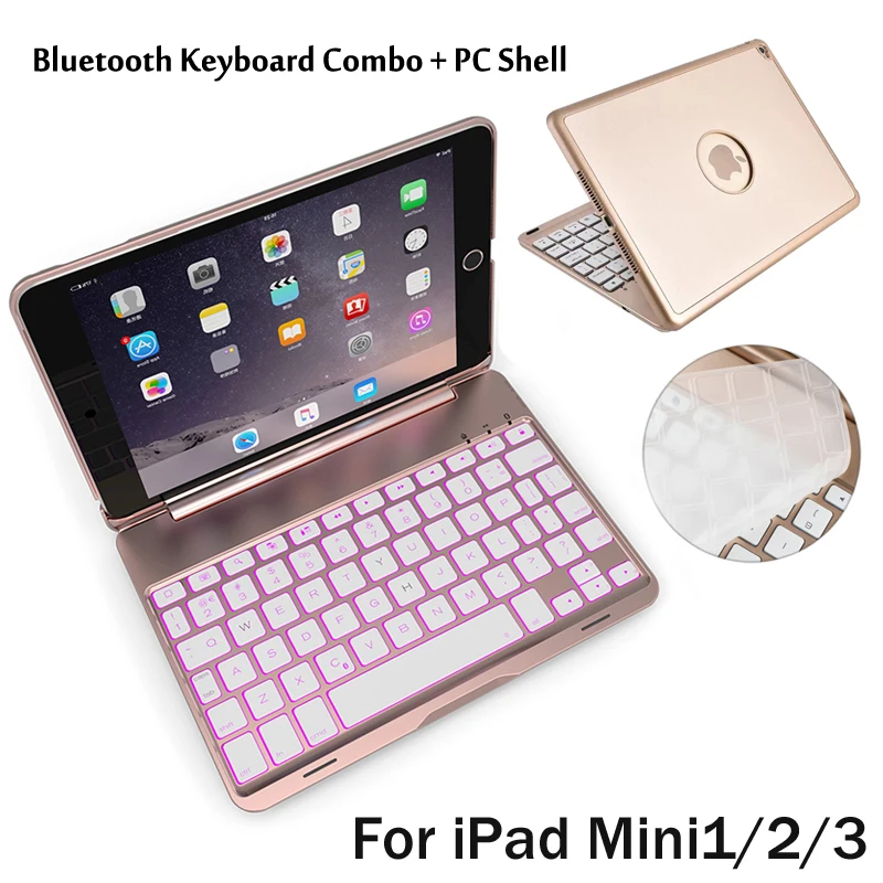 Для iPad Mini1/2/3 7 цветов светильник с подсветкой беспроводной Bluetooth клавиатура чехол для iPad Mini 2 Mini 3+ стилус+ пленка