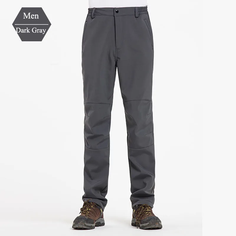 Men Dark Gray NUONKEO, зимние походные брюки для мужчин и женщин, водонепроницаемые флисовые брюки, лыжные спортивные уличные штаны, панталоны для треккинга, Hombre PM11 - Цвет: Men Dark Gray
