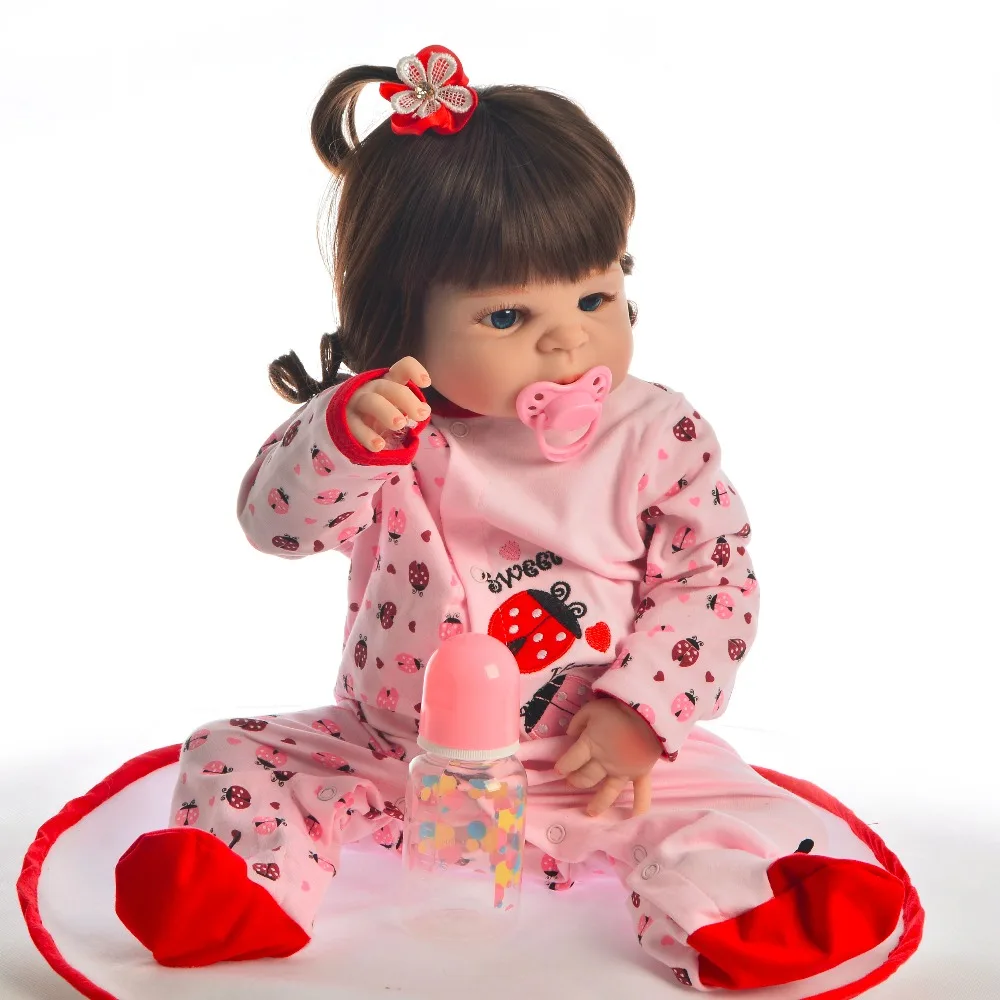 55 см микро рулонные волосы Reborn Baby Doll силиконовая виниловая кукла для тела