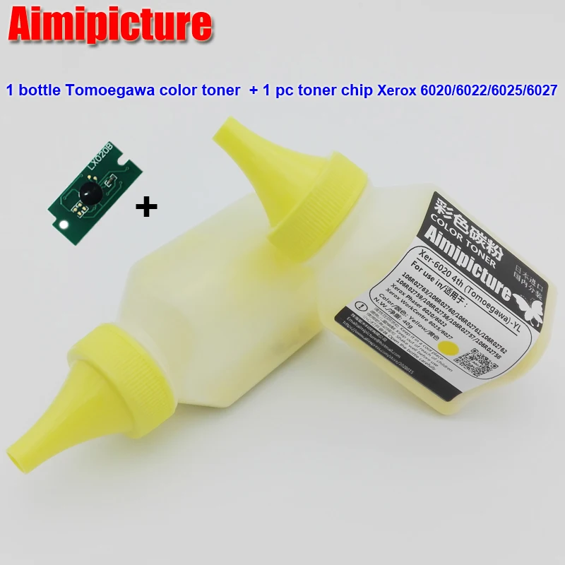 1 бутылка цветного тонера для Xerox Phaser 6020 6022 WC 6025 6027 106R02763 106R02761 106R02762 106R02760 + шт. чип