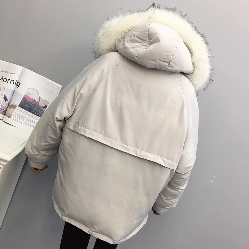 

AKSLXDMMD Parkas Casual Thick Cotton Coat 2017 New Winter Fur Collar Loose Style Padded Jacket Female Abrigos Mujer LH1385