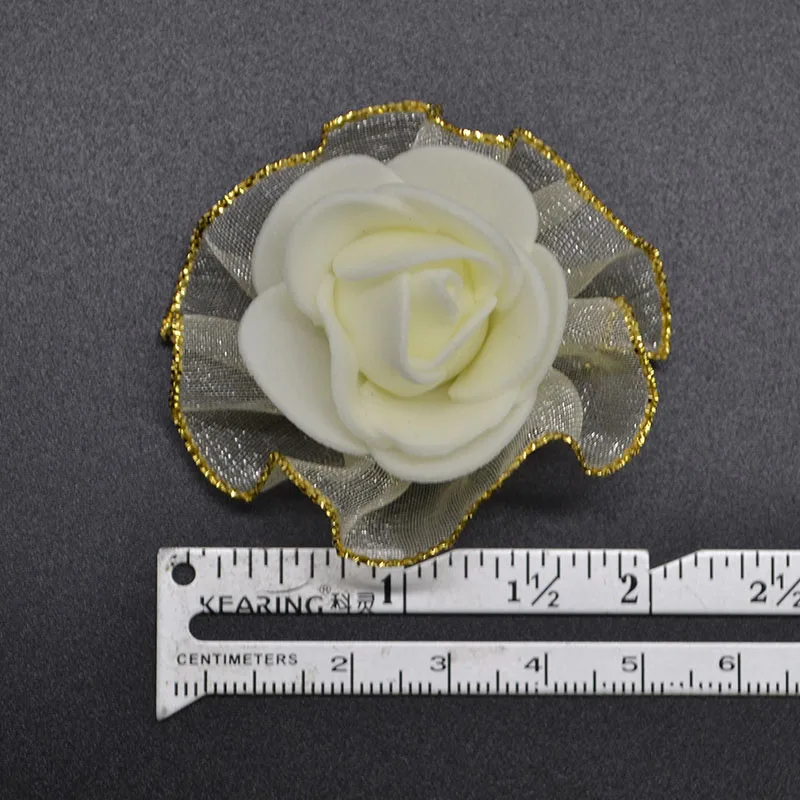 20pcs 4cm Artificial PE Foam Flowers Gold/Silver Lace Rose for Home Wedding Decoration DIY Scrapbooking Handmade Craft | Дом и сад