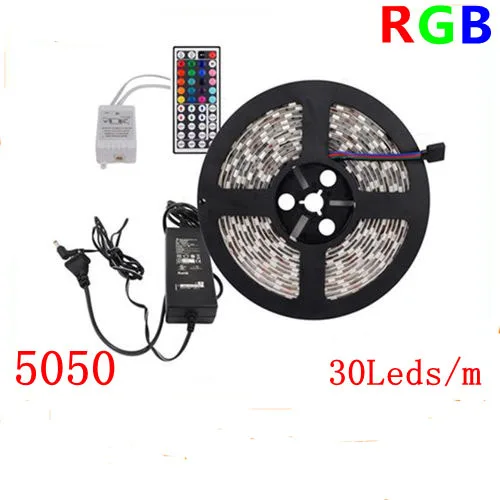 5 м 5050 RGB 150 светодиодов Светодиодные полосы света DC12V и 44Key инфракрасный пульт