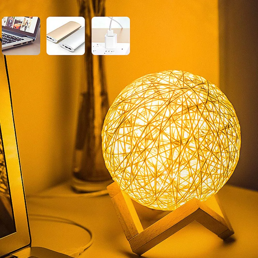 15 см, Диммируемый ротанговый шар, прикроватная лампа, USB, для помещений, 3D, лунная лампа, светодиодный светильник Nigth, идеальный подарок для детей, спальни, гостиной