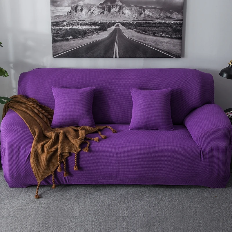 Purple/gray/white/black Solid Color Elastic Spandex Sofa Cover Universal Solid Color Stretch Couch Slipcover Funda Sofa