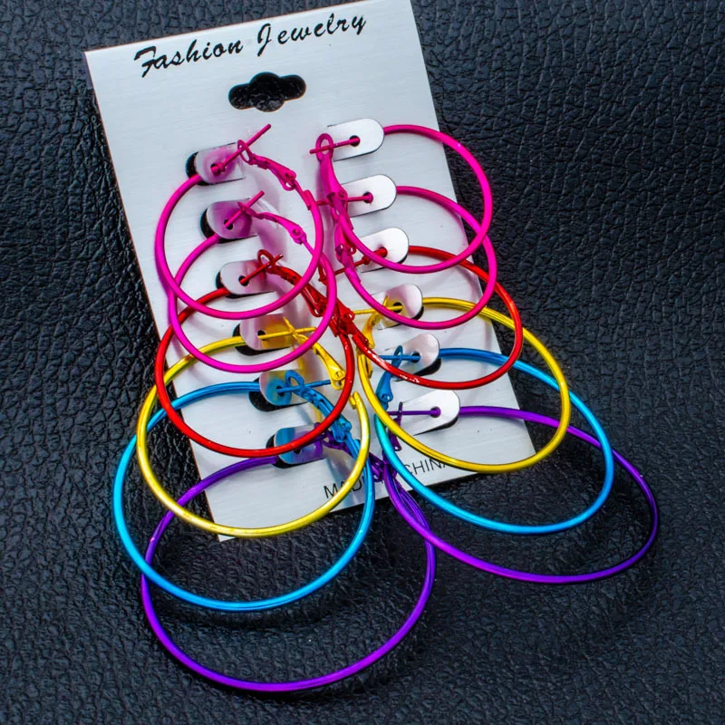 Любовь судьба Мода 6 пар/компл. красочные серьги обруча Маленький Большой Круг