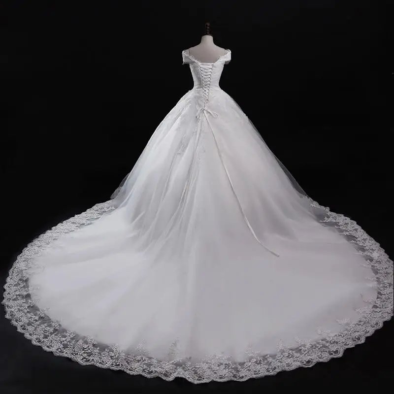 Vestido De Noiva роскошное кружевное свадебное платье принцессы с открытыми плечами