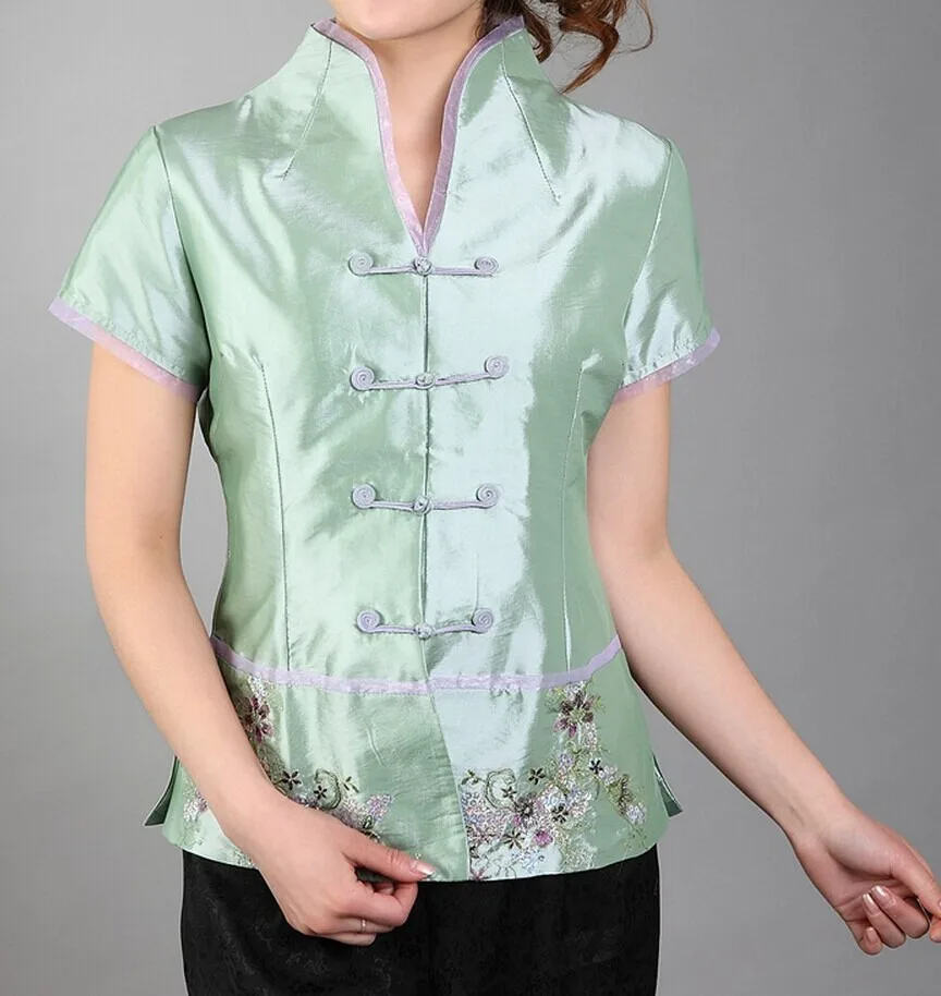 Новое поступление черная китайская женская блузка Mujere Camisa шелковая атласная