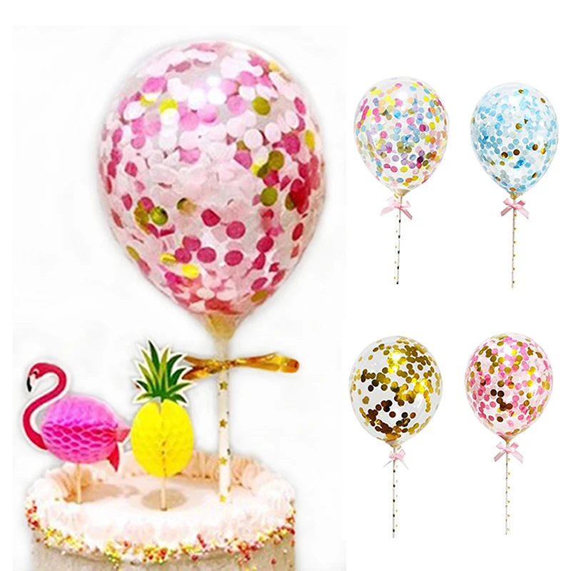 

1pcs 5inch Confetti Balloon Cake Topper cake flags wedding birthday party cake decor baby shower party supplies cupcake topper