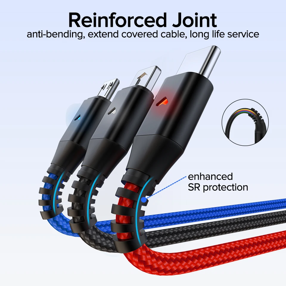 Venroii USB 3 in 1 Micro Cable Type C Kable Android Phone Cord for Xiaomi Redemi Note 7 K20 USBC Wire for Samsung Oneplus 7 Pro