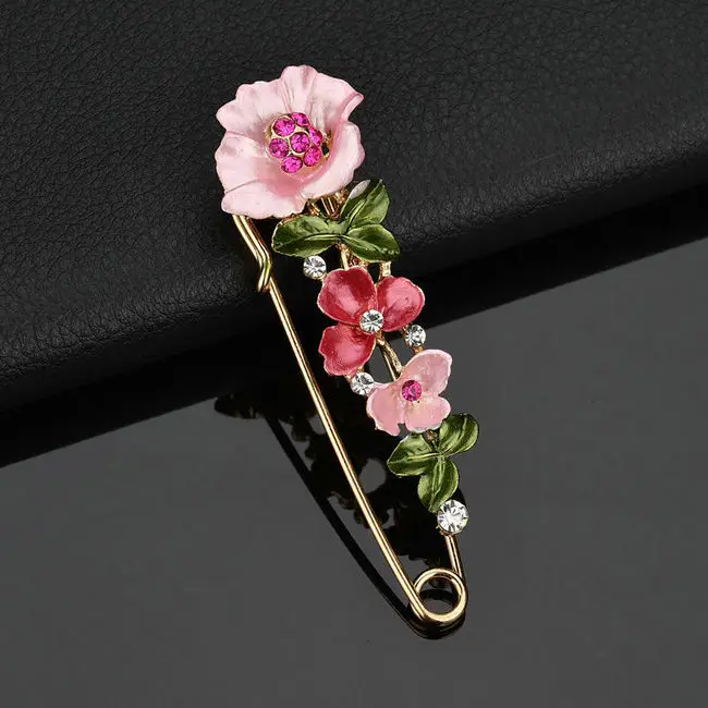 flower leaf rose red Женский воротник с отворотами винтажная Цветочная Брошь для женщин Свадебная вечеринка ювелирные изделия роскошный растительный дизайн большой шарф с брошью булавки - Окраска металла: flower leaf rose red
